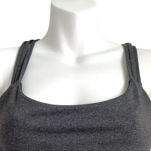 Gap Fit Marbleized Racerback Triple Stripe Sports Bra Gray Medium Athleisure M - Picture 10 of 10